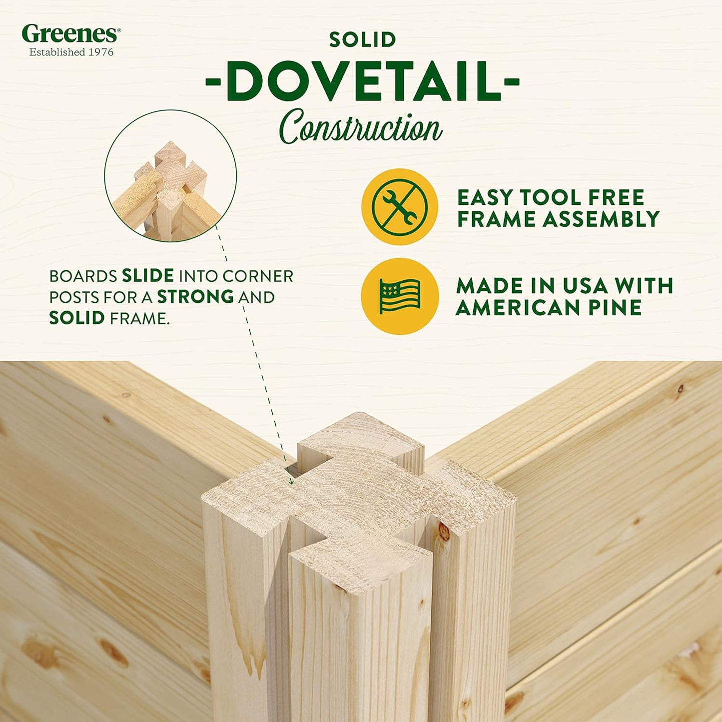 Greenes Fence Original Pine Raised Garden Bed, 2' x 2' x 7" (2-Pack) - Made in USA with American Pine
