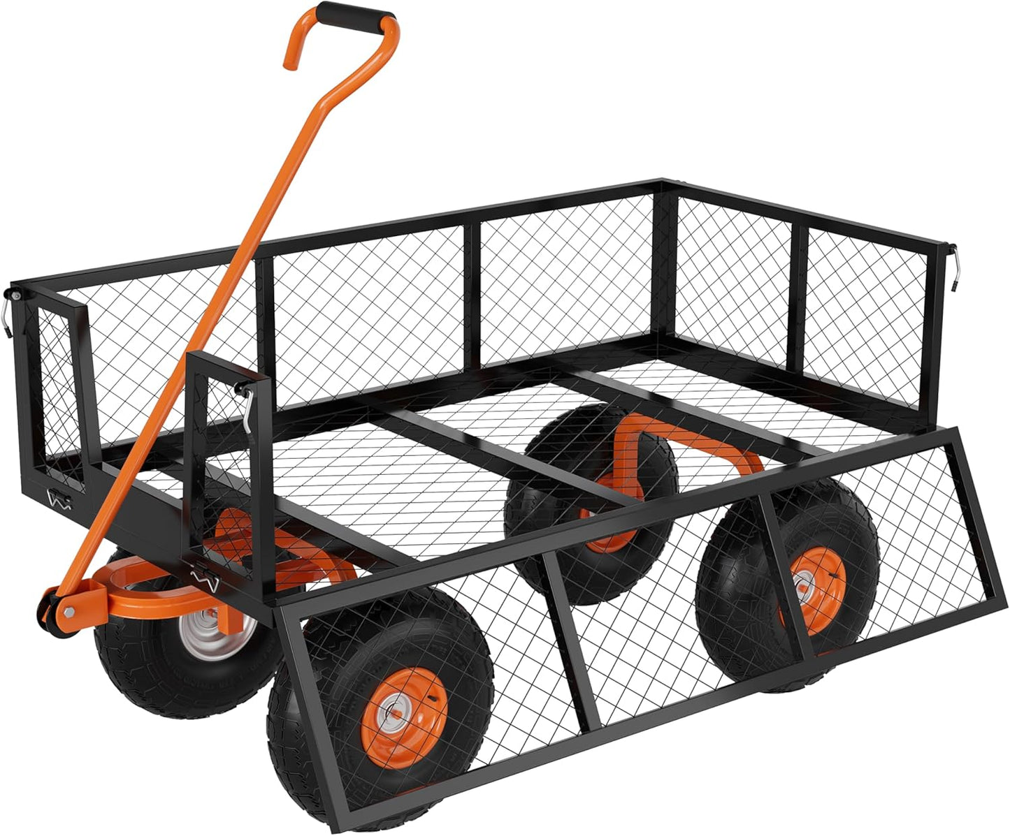 GarveeLife Heavy Duty Steel Garden Cart, 500 LBS Capacity 3 in 1 Pullable Garden Wagon with 10 in Wheels, for Gardening Soil, Tools, and Plant Transport