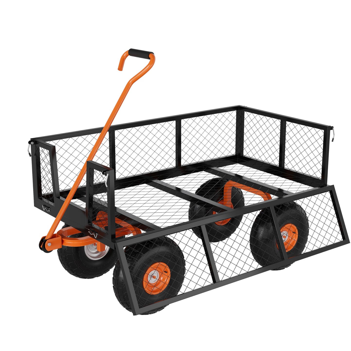 GarveeLife Heavy Duty Steel Garden Cart, 500 LBS Capacity 3 in 1 Pullable Garden Wagon with 10 in