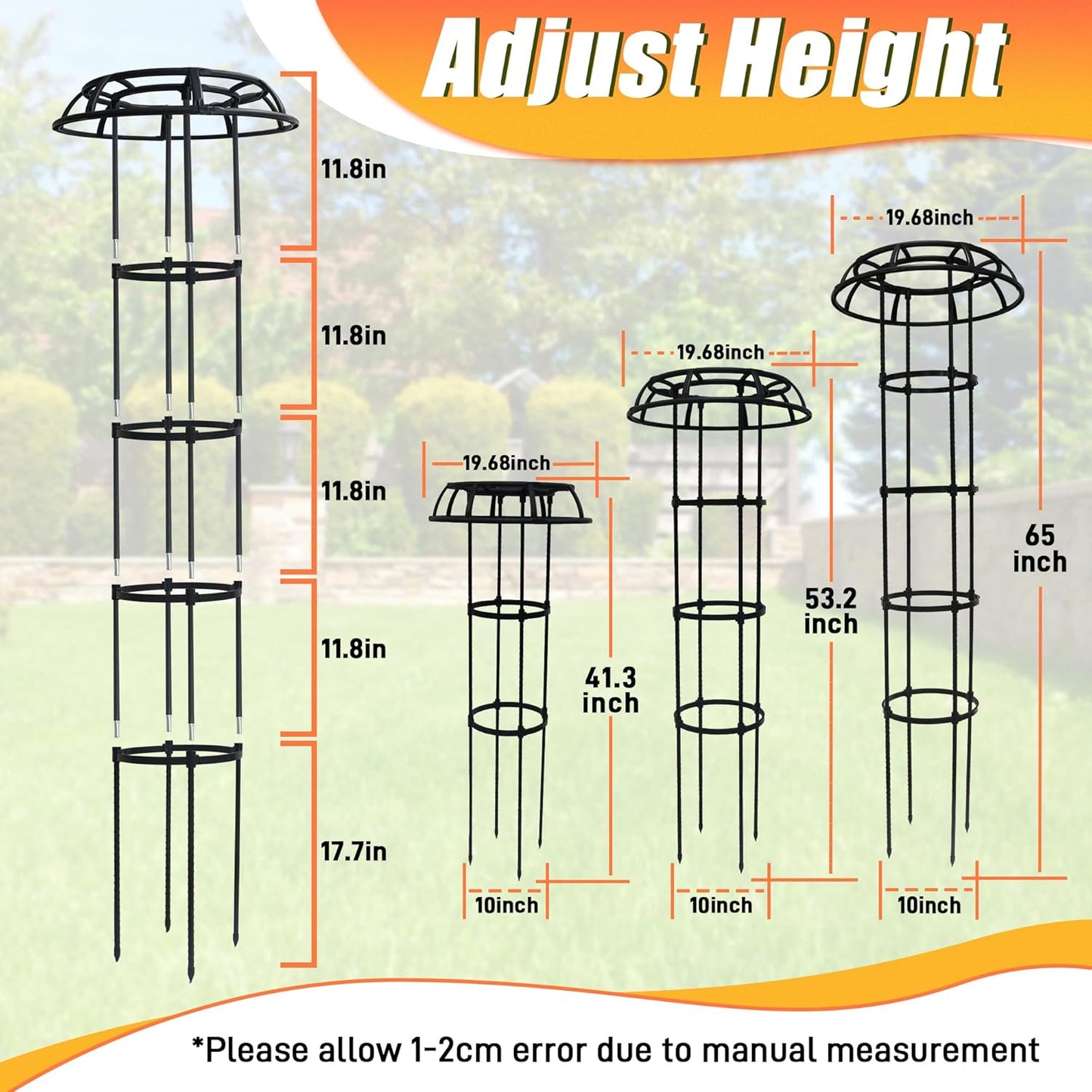 65 Inch Garden Trellis for Climbing Plants Outdoor, Mushroom Top Trellis for Potted Plants, Vines, Roses, Clematis, and Vegetables, Plant Trellis Support 1 Pack