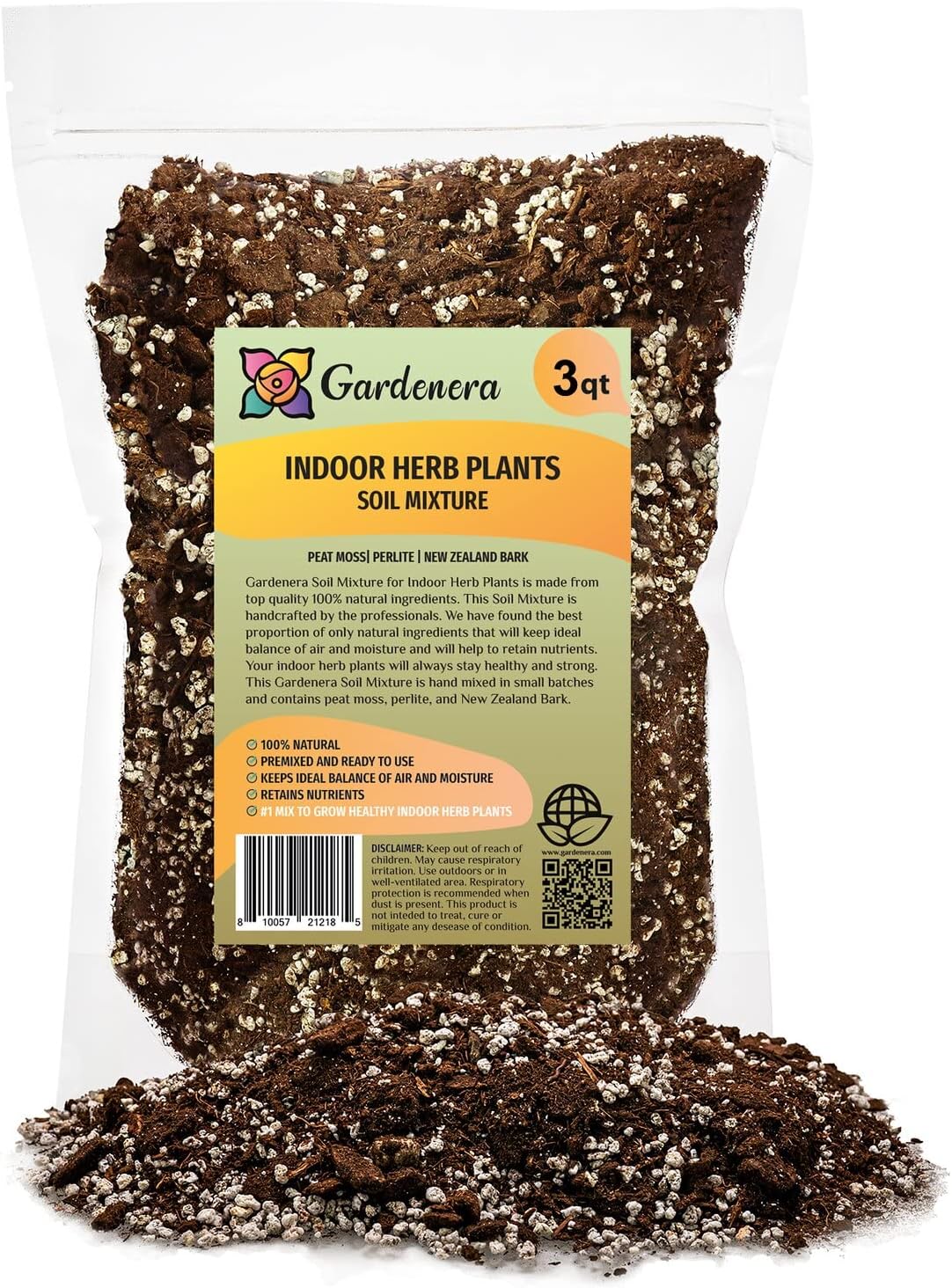 Gardenera Indoor Herb Planters Soil - Specially Blended Mixture for Growing Kitchen Herbs, 3 Quart Bag