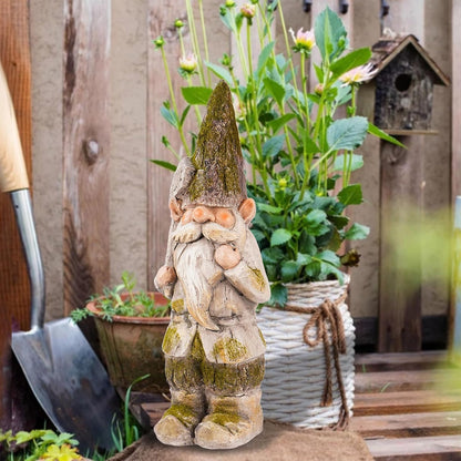 14”H Garden Gnomes Outdoor, Funny Porch Greeter Welcome Gnomes Decorations for Yard Patio Lawn, Resin Gnome Statues for Garden Decor, Unique Christmas Gnome Gift for Women