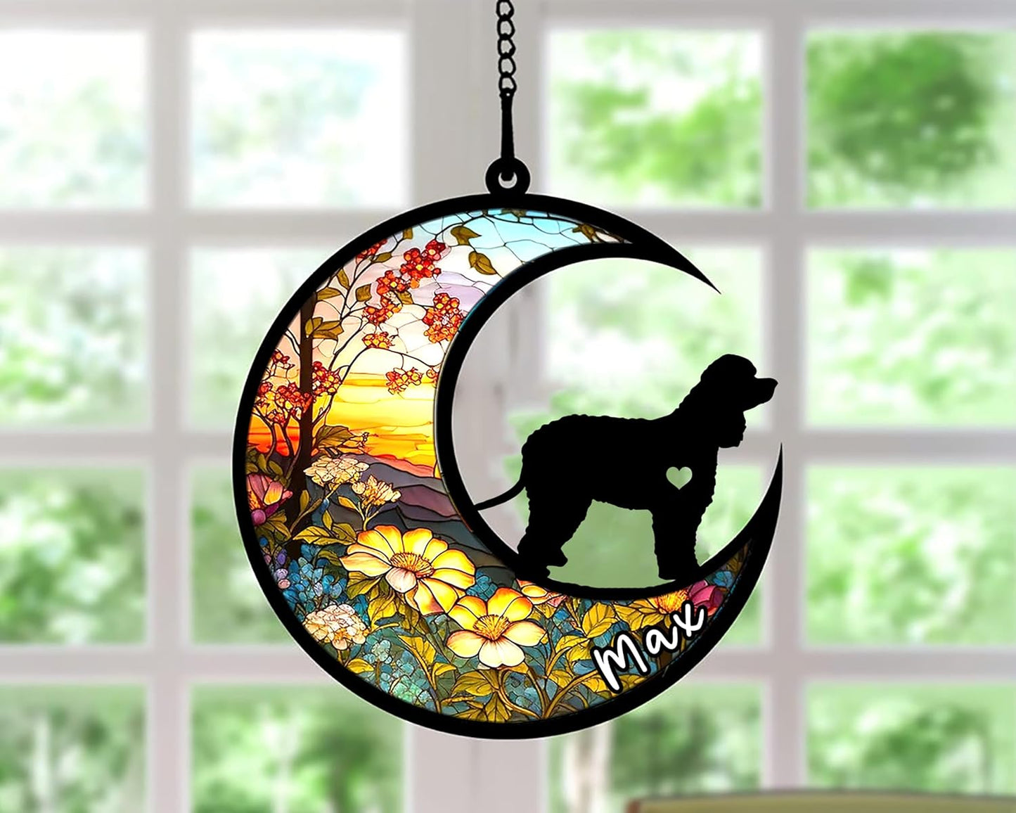 Personalized Dog Memorial, Custom Name Irish Water Spaniel Dog Christmas Ornament with Name, Custom Breeds, Pet Loss Light Catcher, Gifts for Lovers Loss of Pet Sympathy on Mothers Day Christmas