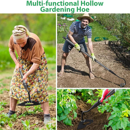 Hollow Hoe Garden Tool Long Handle 56" for Digging, Weeding, Hoeing, Cutting and Loosing Soil, Sickle Garden Hoe Heavy Duty Landscaping Tools