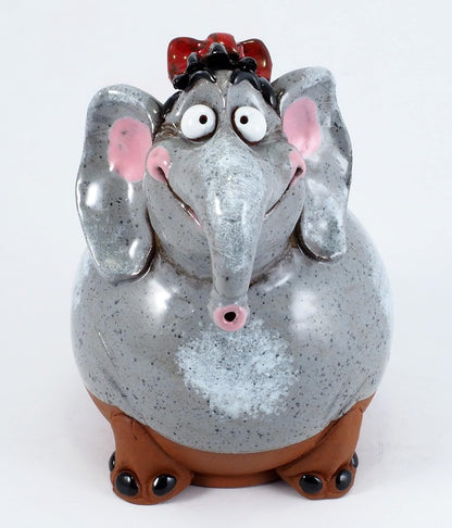 Ceramic Garden Decor - Elephant Lawn stake - Outdoor statue - Perfect, unique gifts for gardeners woman, men, yard gifts - Handmade, Frostproof
