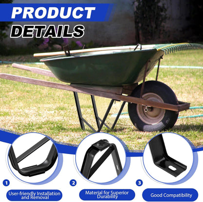 4 Pcs Heavy-Duty Steel Wheelbarrow Stands Trolley Replacement Parts Wheel Barrel Carretilla Bracket for Construction Wheelbarrows Yard Carts Carretillas para Construction Garden Carts