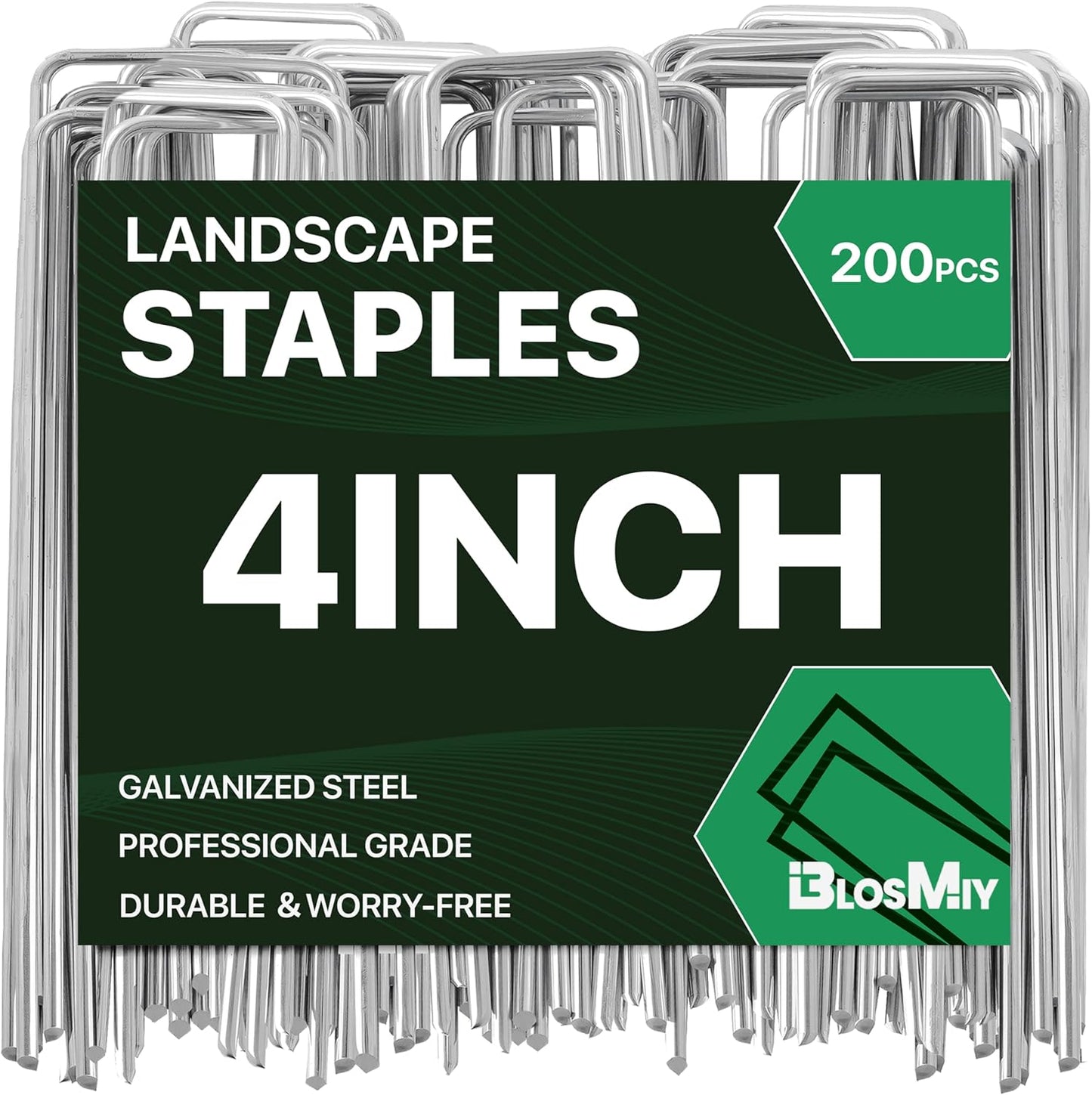 Landscape Staples 4 inch Stakes for Gardening 200 Pack Galvanized Garden Staples for drip Irrigation Landscape Fabric pins Updated Heavy-Duty Weed Barrier Fabric Lawn Outdoor Projects,Decorations