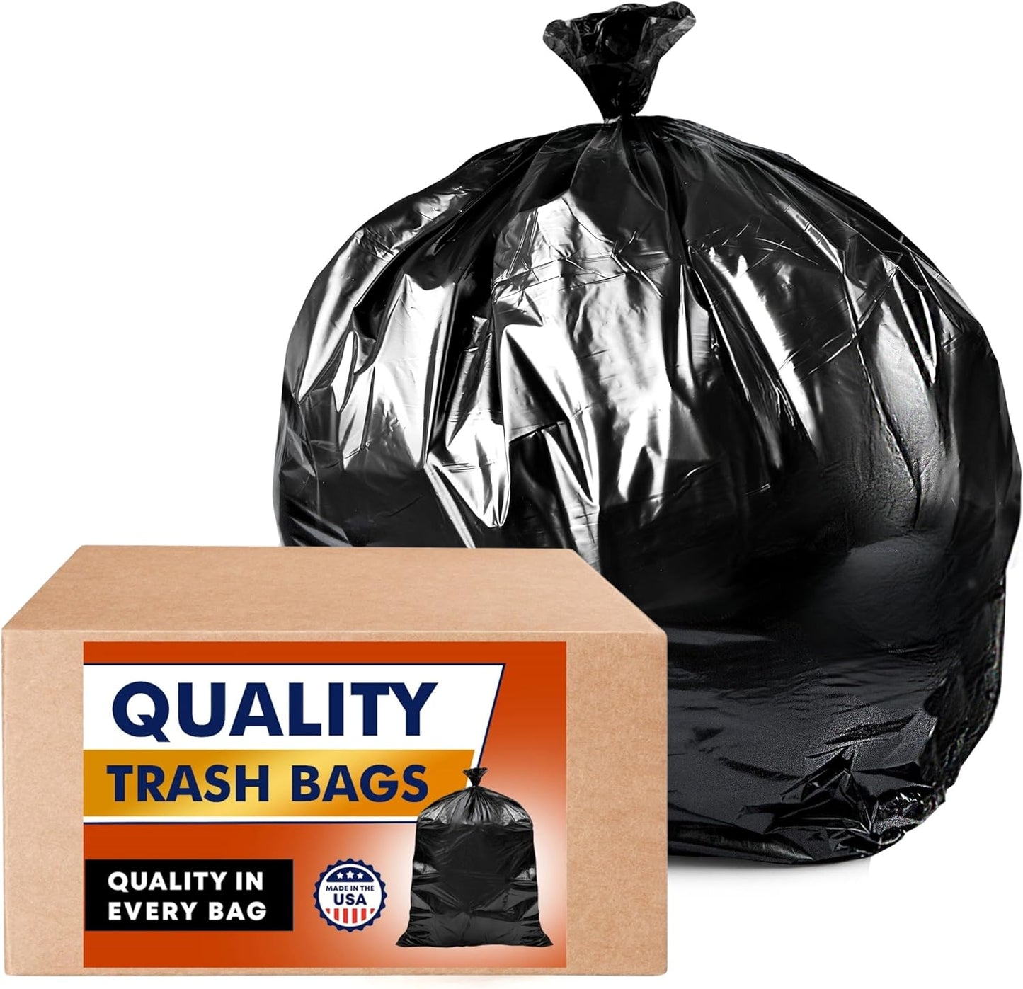 Veska 55-60 Gallon Trash Bags Heavy Duty (MegaValue 100 Bags w/Ties) 50-60 Gallon Large Black Garbage Bags Heavy Duty | Large Black Trash Bags for Commercial, Lawn and Leaf Bag