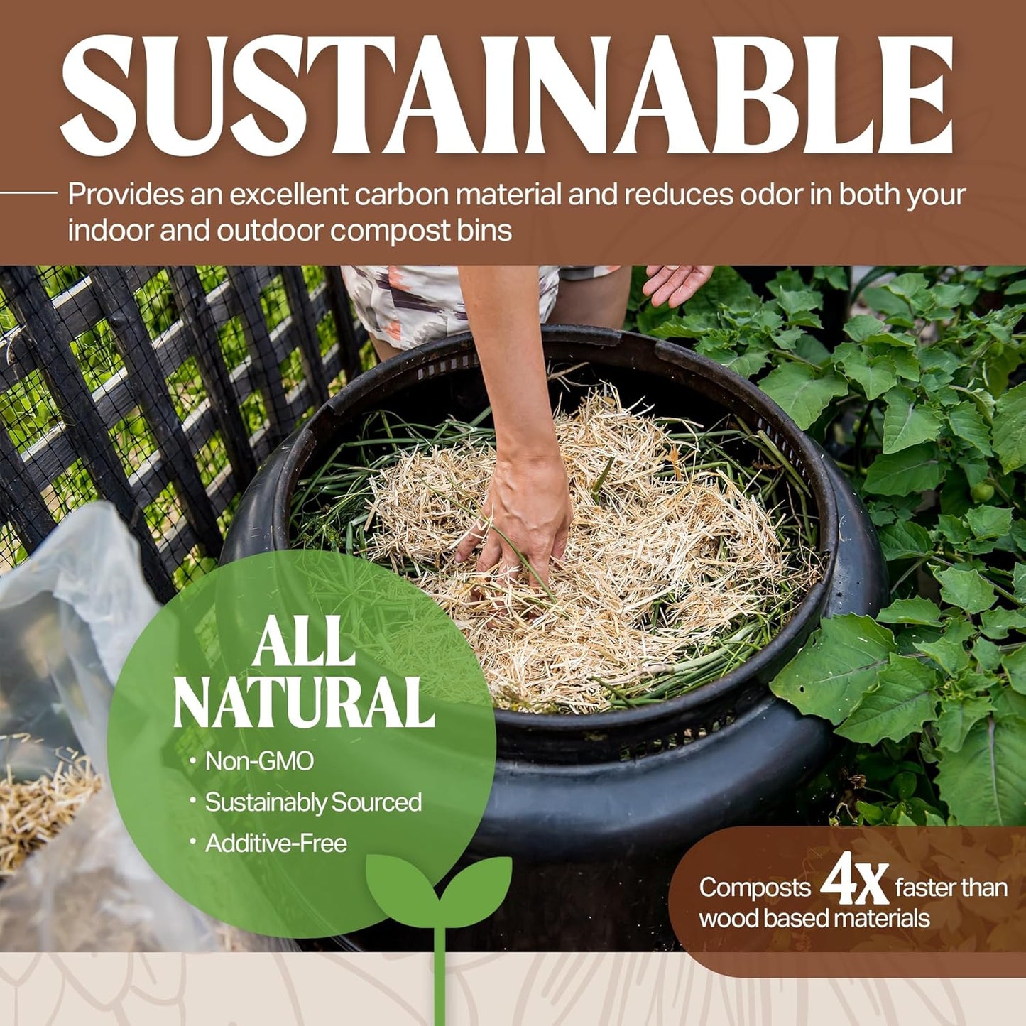 HealthiStraw GardenStraw, 3 cu ft (20 lbs) – All-Natural Mulch for Gardens, Vegetables Lawn Seeding – Water-Conserving Wheat Straw – Sustainably Sourced, Thoroughly Cleaned