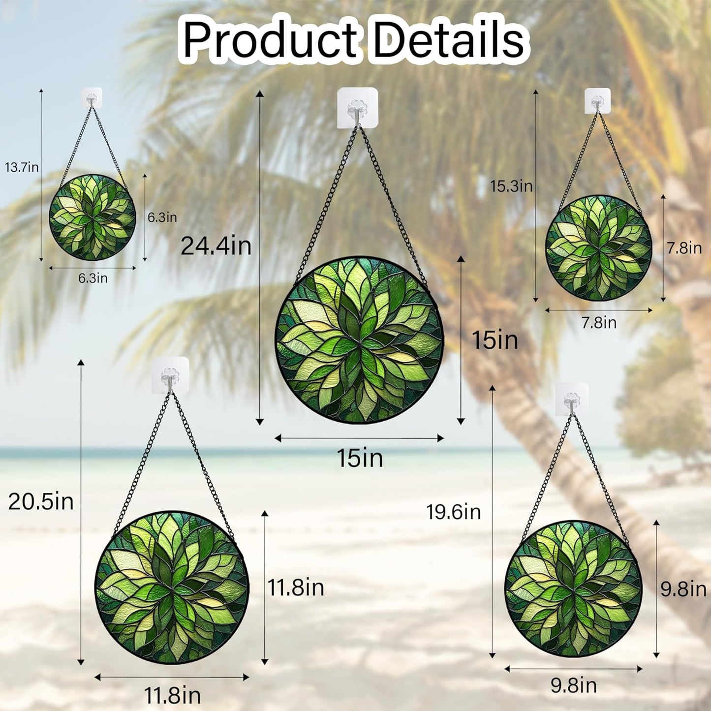 Stained Glass Window Hanging - Green Gradient Flowers Suncatcher for Doors Window Home Plant Sun Catchers Decor Christmas Mother's Day Birthday Gifts for Teacher Women Men Mom Nana 11.8 in