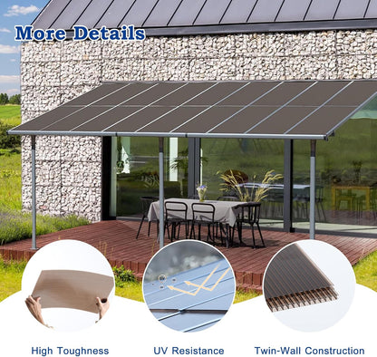 BPS 6Pcs 62'' (W) x 38'' (L) x 0.2'' Polycarbonate Panels, Waterproof UV Protected Reinforced Sheets, Outdoor Greenhouse and Gazebo Covering, Twin-Wall Bronze Sheets