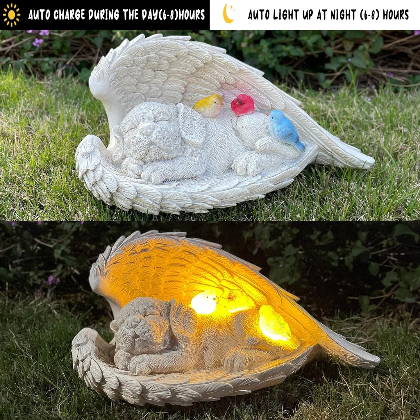 COWOS Dog Memorial Sculpture, Dog with Angel Wings Garden Statue, Pet Tribute for Indoor Decoration or Outdoor Backyard Garden, Home Decor for Pet Owners