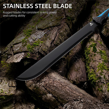 REAT Gardening Heavy Duty Machete,24" Full Tang Machete with Shaeth,Ergonomic No-Slip Handle,Machetes for Bushcraft, Outdoor Hunting, Garden Cutting Trees and Yard Work (Blue)