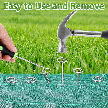 120 Pcs Landscape Staples, Thickened 8 Gauge Circle Top Landscape Fabric Pins, 6 Inch Galvanized Garden Stakes, Rust-Resistant, Heavy Duty Ground Pins for Securing Lawn Fabric Weed Barrier