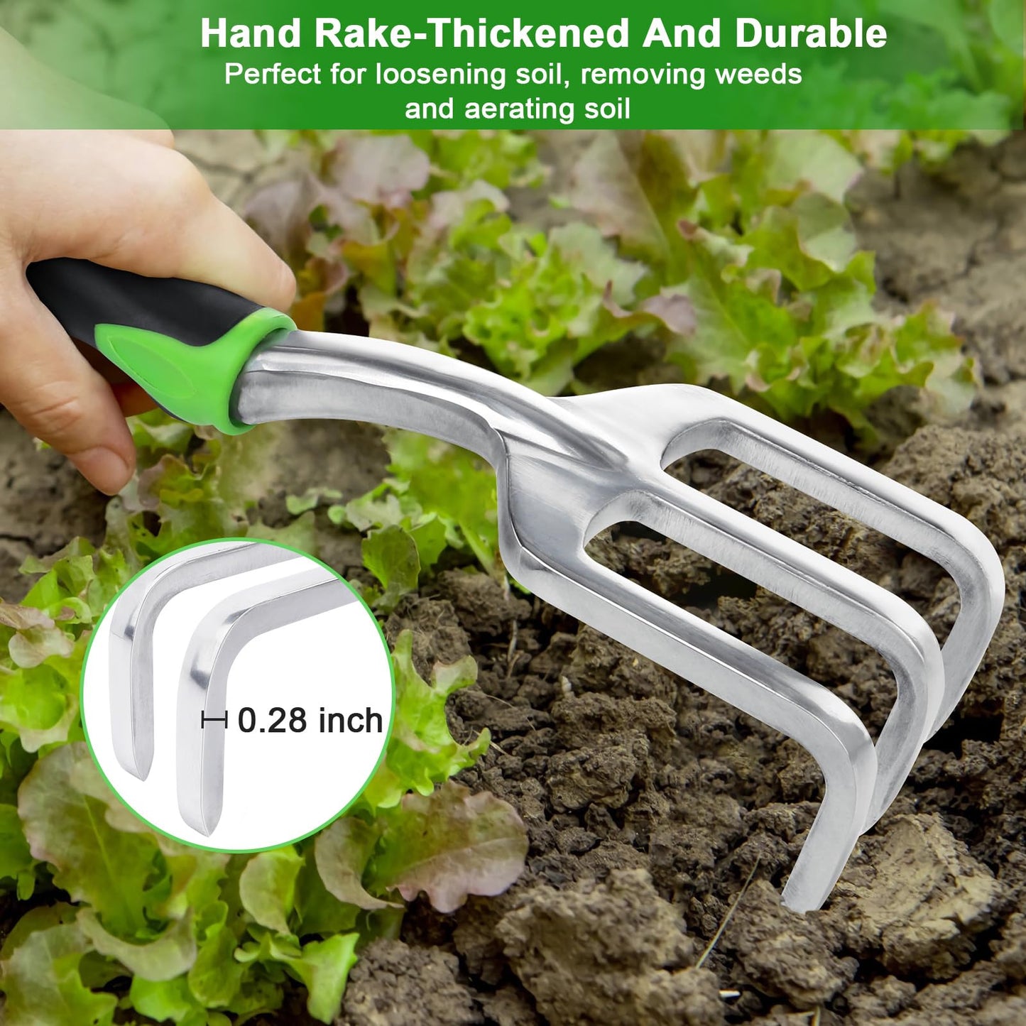 Garden Tools Set, 3 Pack Heavy Duty Gardening Tools Set Include Garden Shovel, Transplant Trowel