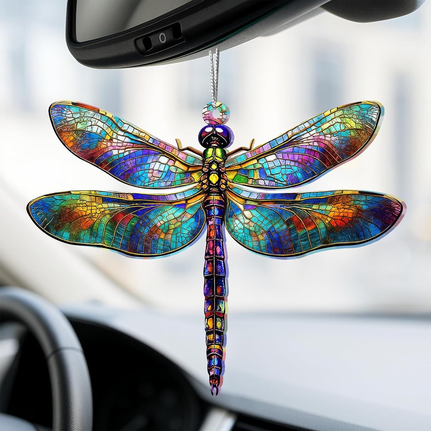Dragonfly Gifts for Women, Dragonflies Decor Suncatcher Effect, Dragon Fly Stained Glass Effect, Dragonfly Ornaments for Christmas Tree Decoration, Birthday Gift for Mom (Radiant Prism)