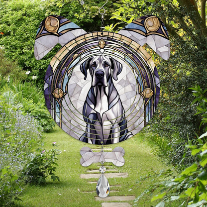 Great Dane Dog Ears Wind Spinner, Great Dane Wind Spinner Hanging for Yard and Garden V02