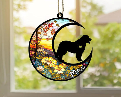 Personalized Dog Memorial, Custom Name Leonberger Dog Christmas Ornament with Name, Custom Breeds, Pet Loss Light Catcher, Gifts for Lovers Loss of Pet Sympathy on Mothers Day Christmas