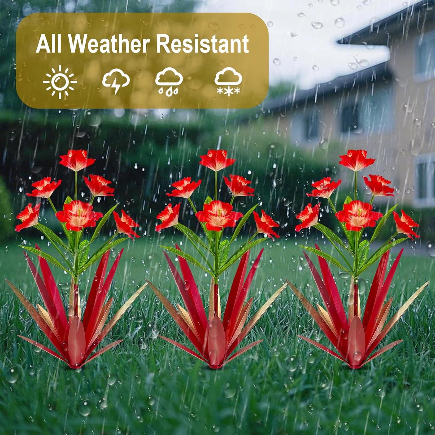 Homight Metal Agave Plant Outdoor Decoration Outdoor Garden Decoration Daffodils Flowers Mexican Yard Art Daffodils Flowers Decorative Garden Gift (3 Big red Daffodil)