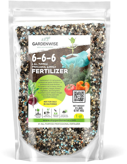 6-6-6 All-Purpose Professional Plant Food Fertilizer; Ideal for Winter Care & Spring Feeding, Perfect Balanced NPK for Indoor and Outdoor Plants (1 Quart)