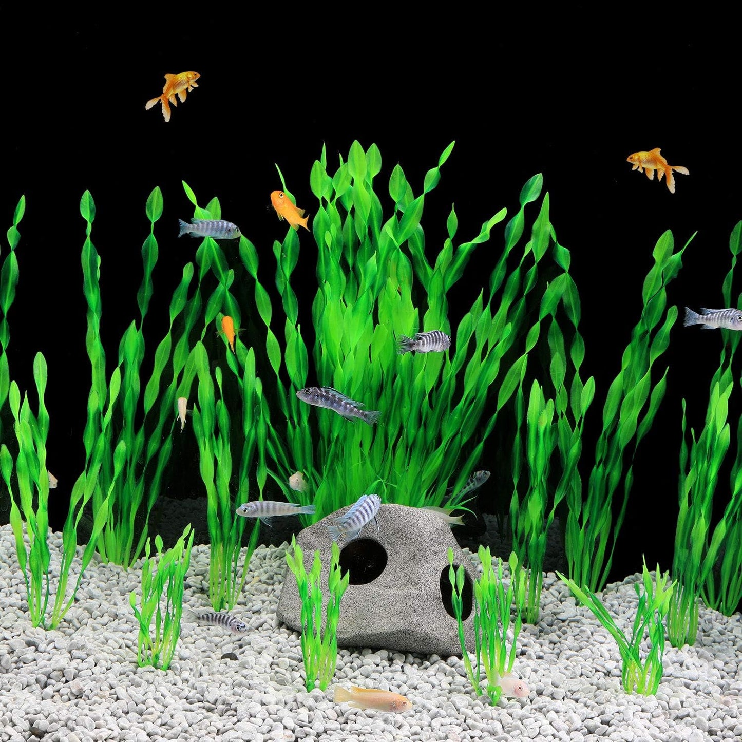 MyLifeUNIT Artificial Aquarium Plants, 13 Pack Plastic Seaweed Water Plants for Fish Tanks (Green)