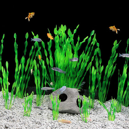 MyLifeUNIT Artificial Aquarium Plants, 13 Pack Plastic Seaweed Water Plants for Fish Tanks (Green)
