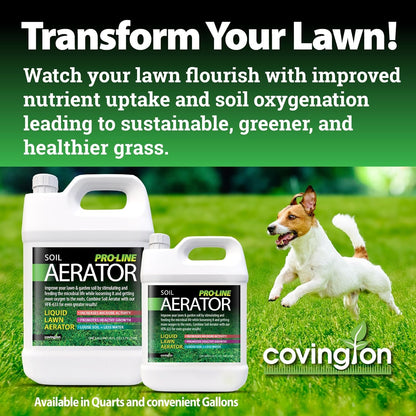 Covington Liquid Lawn Aerator PRO-LINE (32oz) – Soil Conditioner & Softener for Lawns & Gardens – Loosens Clay, Compacted Soil for Better Water & Nutrient Absorption – Liquid Aeration Concentrate