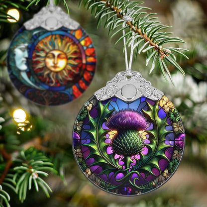 Scottish Thistle Stained Glass Orament - Christmas Ornament - Christmas Decorations for Tree - Holiday Present ldeas - Gift Exchange