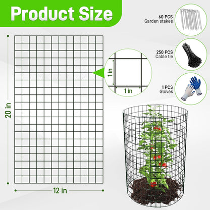 16 Pack Plant Protectors from Animals, 20"x 12" Wire Plant Protector, Wire Cages for Plants with Stakes and Cable Ties, Metal Plant Cages for Plants, Vegetables, Flowers