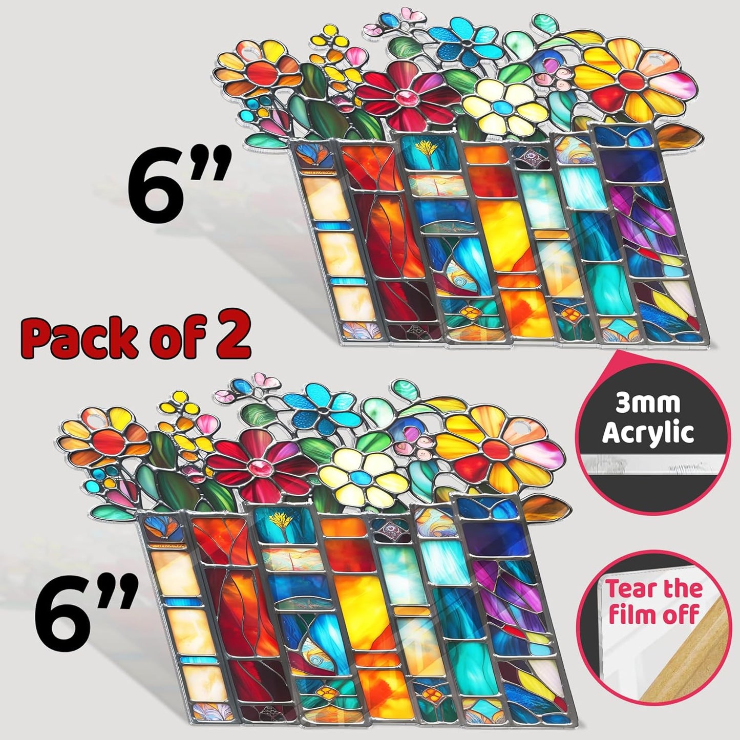 2 Bookaholic Suncatchers, Mountain and Flower Book Acrylic Ornaments Window Hanging, Bookish Librarian Gifts for Fantasy Book Lover Reader Women Accessories Library Bookshelf Decor SC-62-1