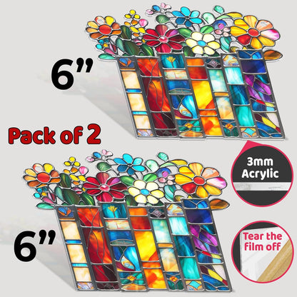 2 Bookaholic Suncatchers, Mountain and Flower Book Acrylic Ornaments Window Hanging, Bookish Librarian Gifts for Fantasy Book Lover Reader Women Accessories Library Bookshelf Decor SC-62-1