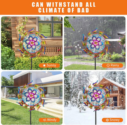 Solar 45" Butterfly Garden Wind Spinners for Yard and Garden, Metal Clearance Windmill Kinetic Wind Spinner Outdoor Decor, Wind Sculpture Yard Art Decorations for Patio & Lawn