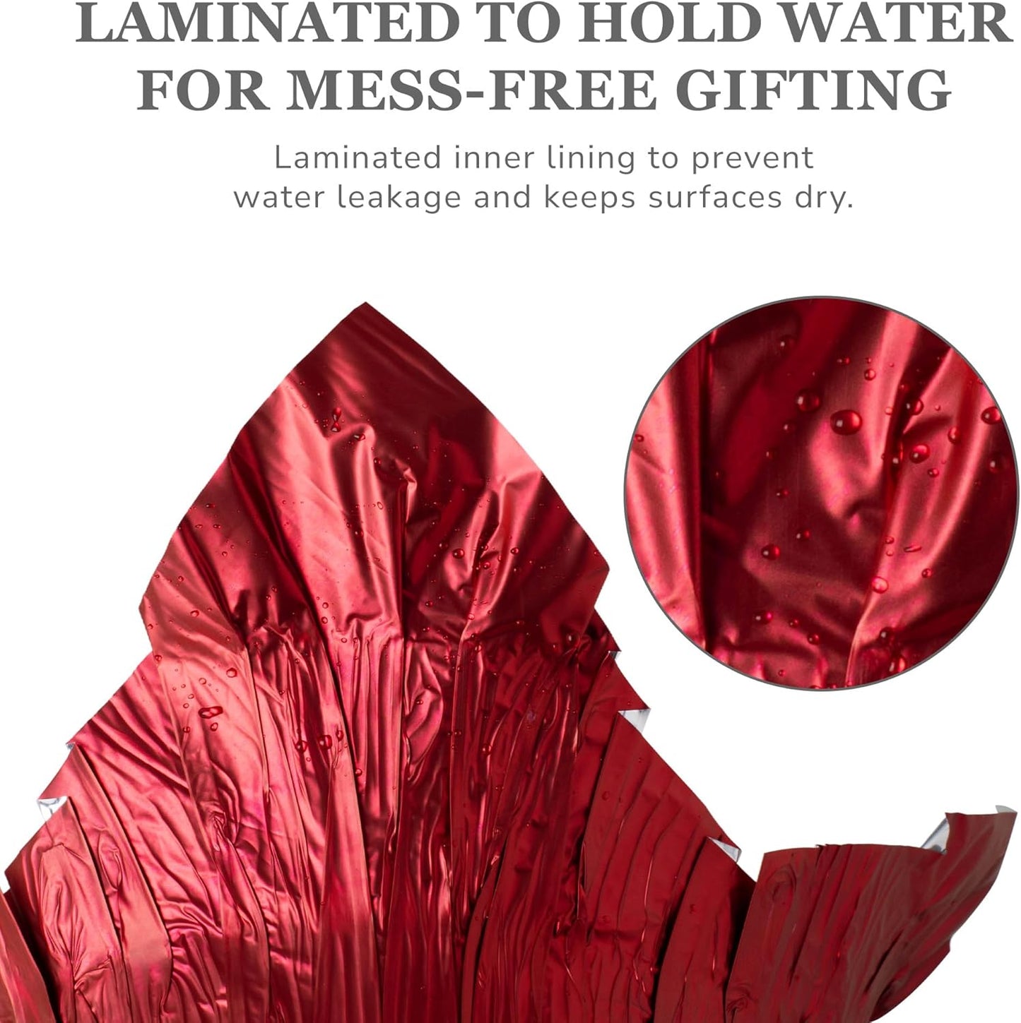 4.5” STD Plant Pot Covers, Decorative Plant Sleeve for Indoor & Outdoor House Plants, Reusable and Gift-Ready Foil Wrap for Flower Pots, Red Metallic, Pack of 5