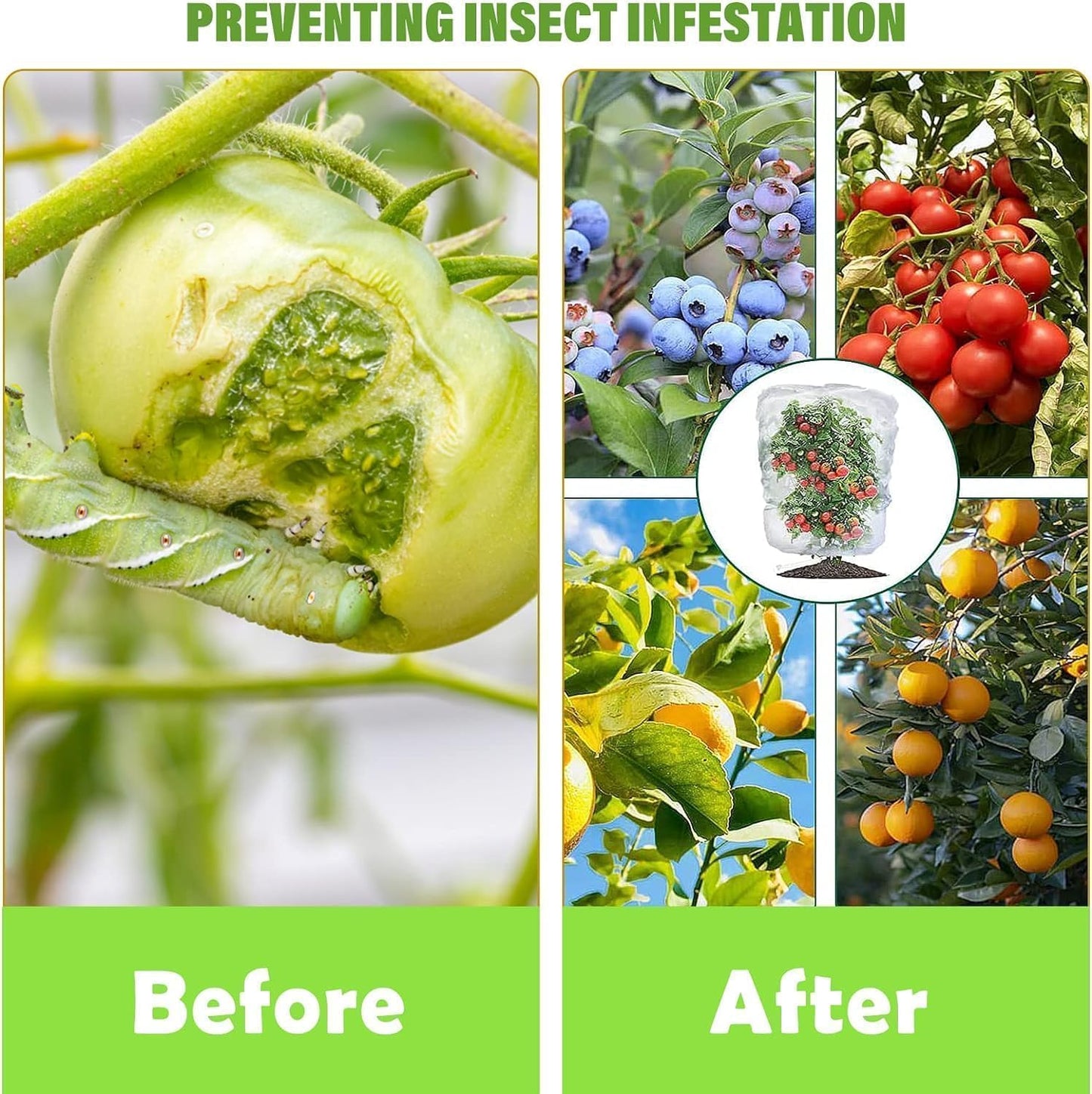 8×6.6Ft Fruit Tree Netting Cover with Drawstring/Zipper- Bird Garden Mesh Netting Protect Tomato Blueberry Bushes Strawberry from Cicada/Insect/Bug/Squirrel, Plant Netting Cover Pest Barrier