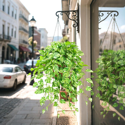 QIANYUN Fake Pothos Ivy Plant for Home Decor – 40" Fake Hanging Plants with Pot, Artificial Silk Greenery for Indoor Shelf, Bedroom, Living Room, Bathroom, or Office Decoration