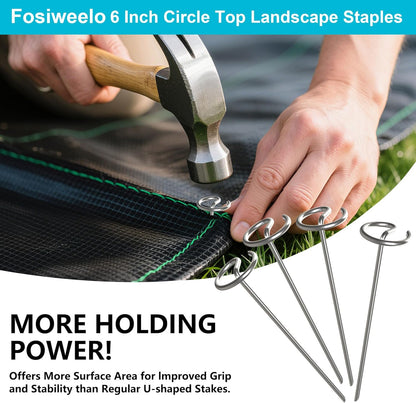 Landscape Fabric Stake, 6-inch Galvanized Round Head Landscape Nail Steel Anti Bending Weed Barrier Stake, Used for Plant Cover, Lawn, Fence, and Ground Garden Stake