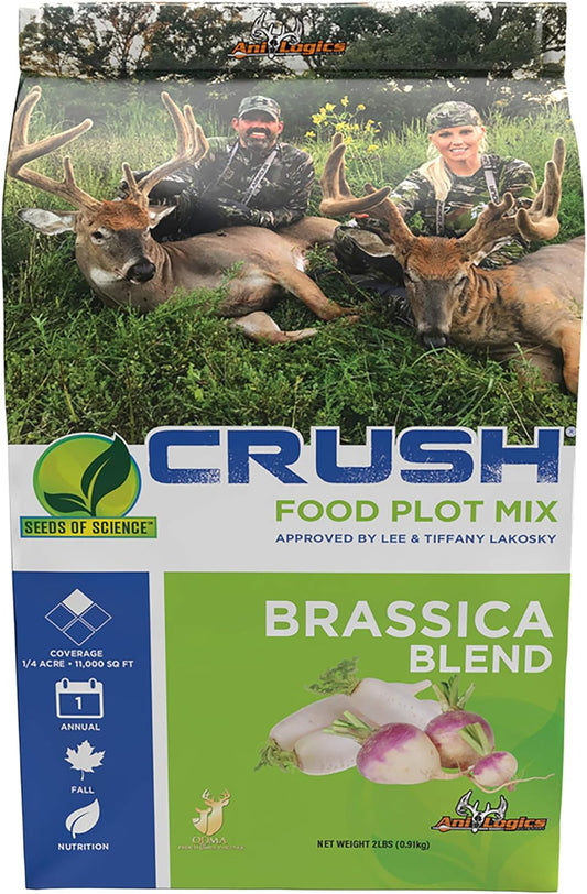 Crush Pro Brassica Blend - Fall Deer Food Plot Seed - Frost-Sweetened Brassicas for Heavy Graze, Strong Trail-Cam Traffic, and Repeat Site Visits - 2 lb