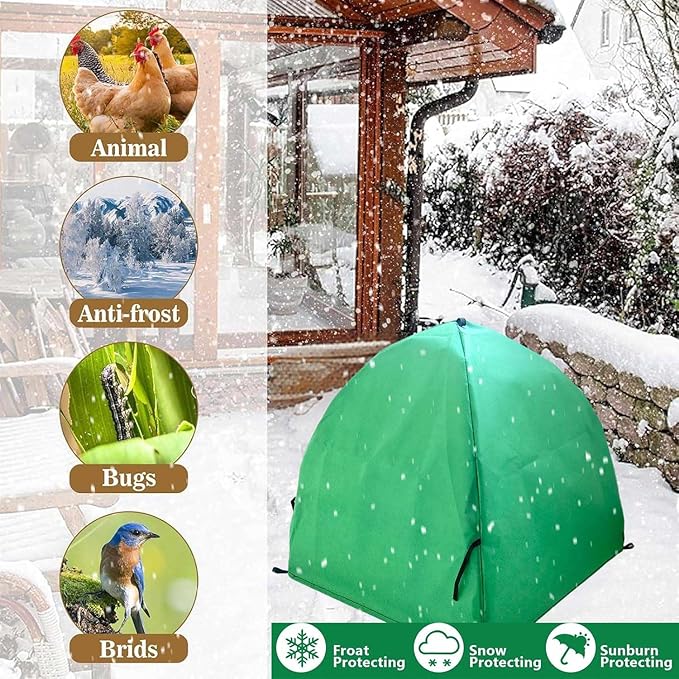2 Pack Plant Freeze Protection Covers Winter Shrub Covers Plant Frost Protection Tent, Warm Plant Tents Protecting Fruit Potted Plants Tree from Freezing Animals Eating ((22x22x23in, Frost Cloth))