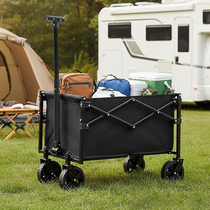 DUMOS Collapsible Wagon with Wheels, 176 lbs Wagons Carts Foldable Wagon Cart with Flexible Handle, Lightweight Portable Folding Utility Grocery Shopping Cart for Grocery Sports Garden Camping