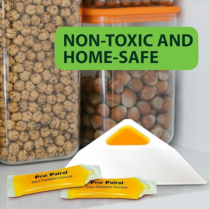 Greenway Pantry Patrol Traps, Non-Toxic Pantry Moth and Insect Control, Gel-Based for Flour Beetles, Grain Storage, and Kitchen Use, 6 Packs (Includes 12 Traps and 12 Lures)