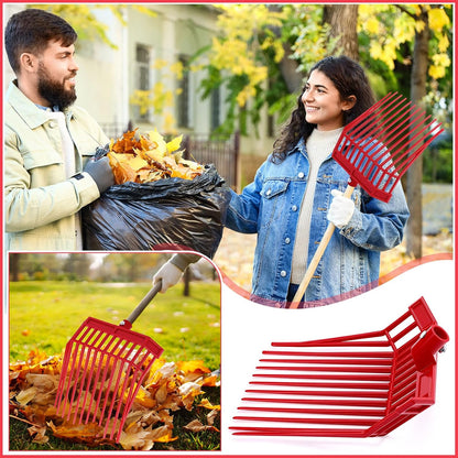 Lasnten 6 Pack Manure Fork Replacement Heads 12 Tines Heavy Duty Pitchfork Heads with Screws & Nuts Durable Horse Manure Rake for Picking up Grass Hay Animal Waste(Red)