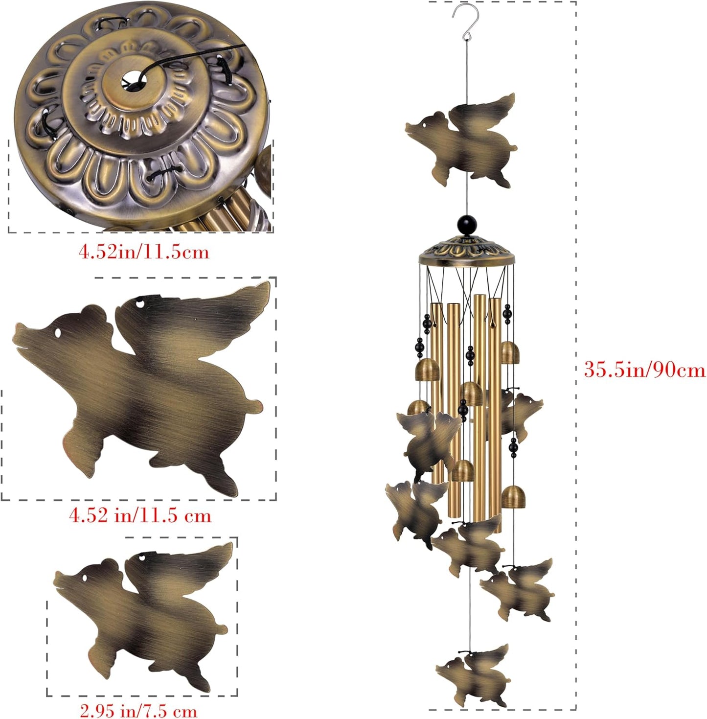 Flying Pigs Wind Chimes Decor, Mobile Blessing Wind Bells Decorate, Sympathy Wind Catcher, Memorial Gifts for Mom, Grandma, Woman (Housewarming/Outside/Indoor/Home/Room/Porch/Yard/Garden Decoration)