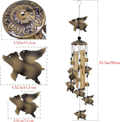 Flying Pigs Wind Chimes Decor, Mobile Blessing Wind Bells Decorate, Sympathy Wind Catcher, Memorial Gifts for Mom, Grandma, Woman (Housewarming/Outside/Indoor/Home/Room/Porch/Yard/Garden Decoration)