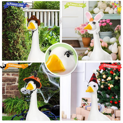 Geelin 7 Pcs Porch Goose Outfit Eyelash for 23/17'' Plastic Lawn Goose Statue Mink Fake Lashes End 3D Salon Eyelashes Reusable for Lawn Patio Art Decoration (Black)