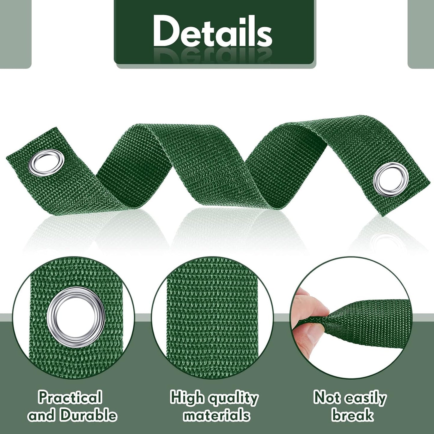 48 Pcs 15.74 Inches Tree Straps for Staking with Grommet Heavy Duty Young Tree and Plant Supports Stakes for Guying Staking Newly Planted Sapling Straight and Hurricane Protection(Green)