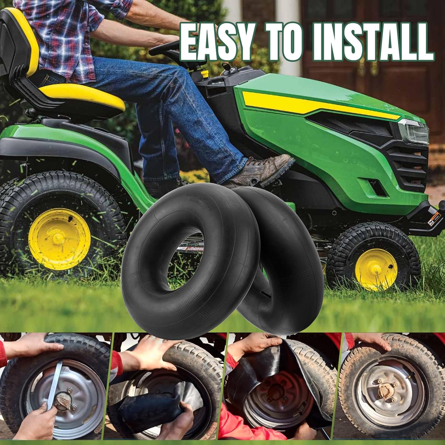 20x8.00-8 Inner Tube 20x10-8, 20x8-8, 20x10.00-8 Replacement Tire Tubes with Straight Valve Stem (2-Pack) - for Mower, Tractor, Golf Cart, ATVs