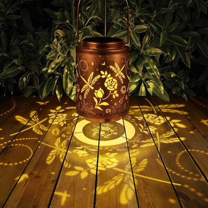 Solar Outdoor Lanterns, Dragonfly Garden Decor LED Light Hanging Waterproof Solar Lantern Birthday Gifts for Women Mon Grandma Sunflower Solar Lights Outdoor Decoration for Patio