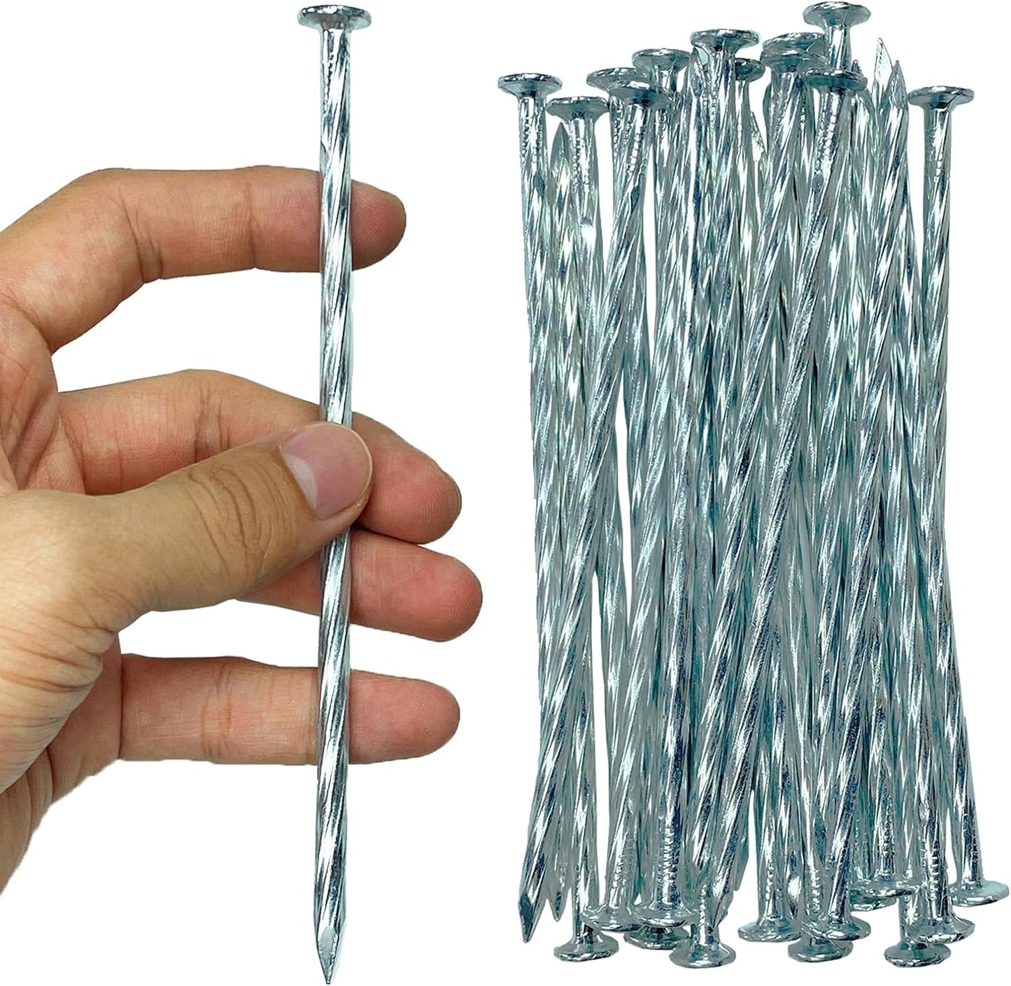 Artificial Turf Stakes Galvanized Spiral Landscape Spikes 6IN Weed Barrier Fabric Stakes for Paver Edging, Gardening Lawn Edging, Carpentry and More (25 PC)
