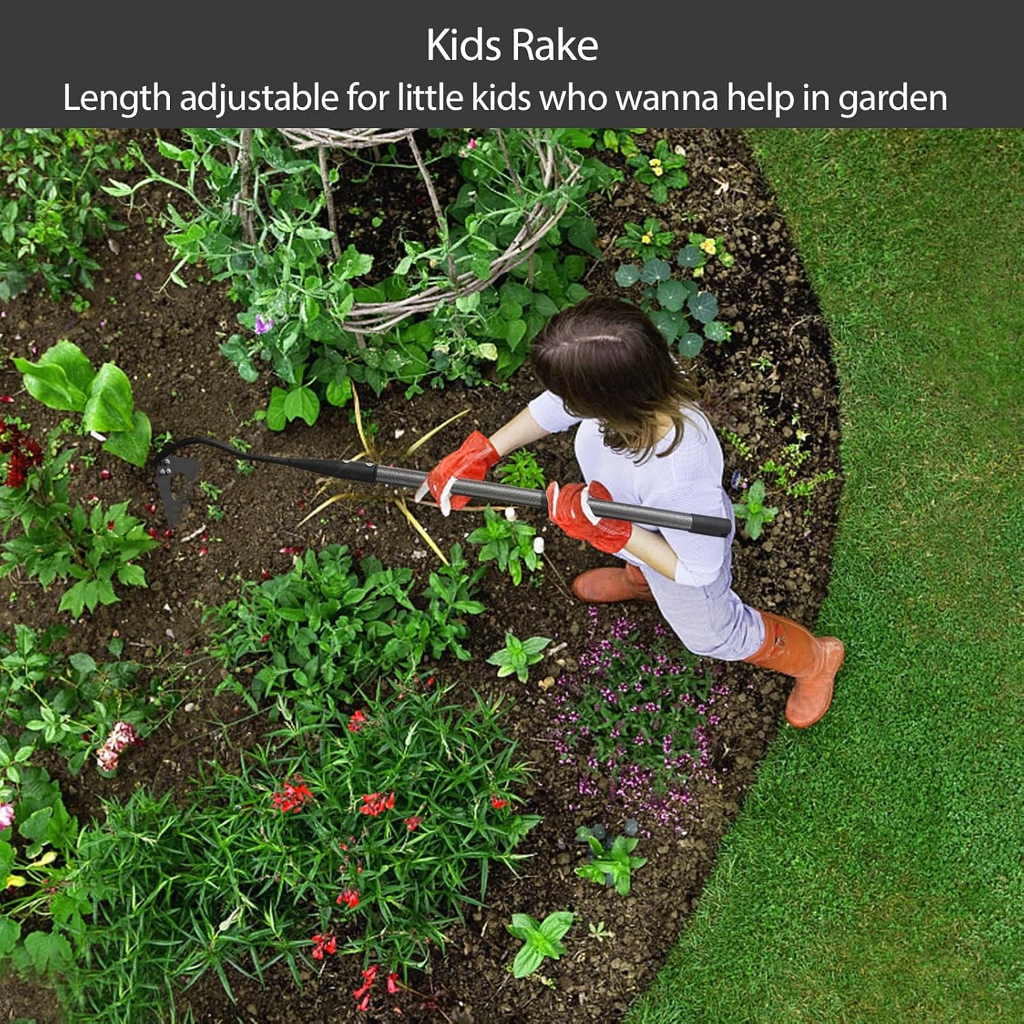 Garden Hoe for Weeding Tool, Heavy Duty Dutch Weeding Hoe Gardening Hand Hoe for Women Kids Men, Metal Garden Weeder Rake Weed Puller for Lawn Long Handle 30-55 inch