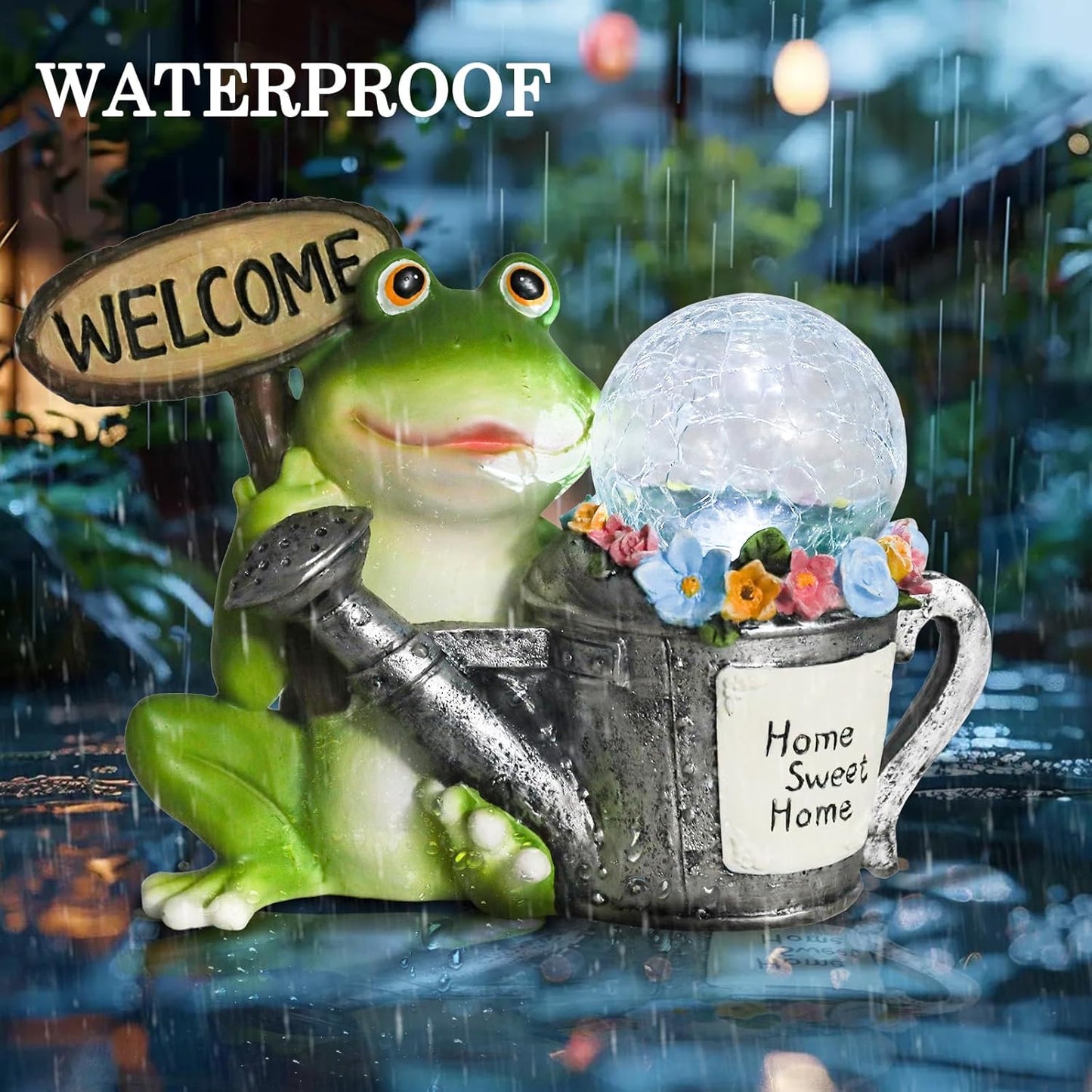 Bshine Frog Solar Lights Outdoor Garden - Waterproof Frog Statue Decoration for Patio, Path, Pathway Sculpture Yard Art, Lawn Ornaments, Gift for Mom, Home Decor Gift